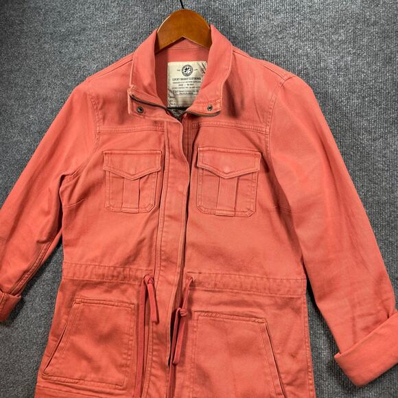 Lucky Brand Denim Jacket Women's Medium Pink Snap/Zip Front Pockets Casual READ - Picture 3 of 10